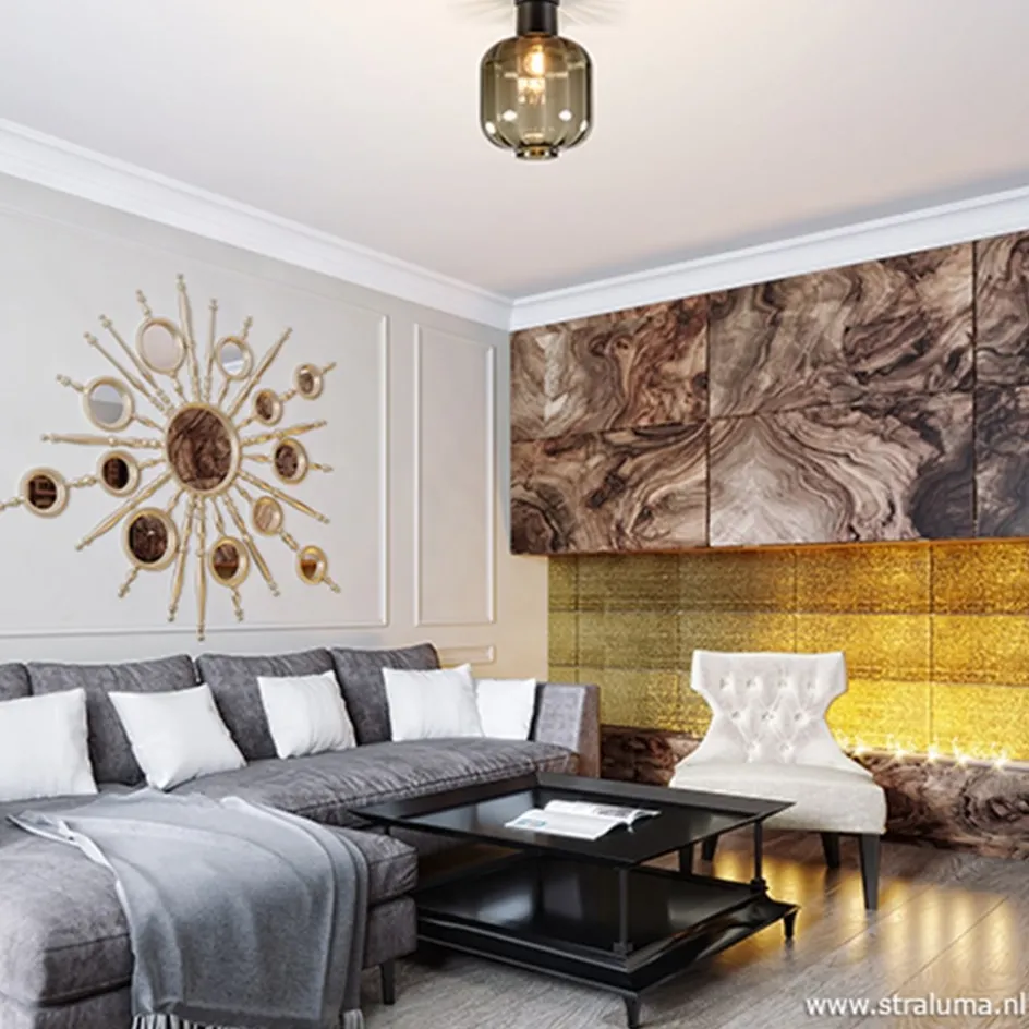 Zwart glazen plafondlamp luxury>Straluma Online