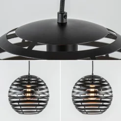 Zwart metalen hanglamp bol 30 cm><noscript><img width=