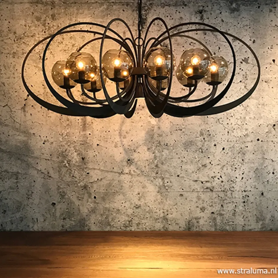 Zwart metalen hanglamp met smoke glas>Straluma Best