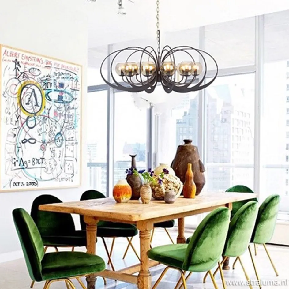 Zwart metalen hanglamp met smoke glas>Straluma Best