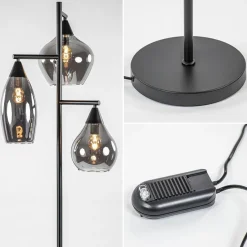 Zwart metalen vloerlamp met titanium glazen kappen></noscript>Straluma Best