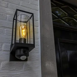 Zwarte buitenlamp rechthoek met glas en camera></noscript>Straluma Online