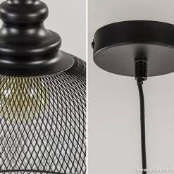 Zwarte hanglamp Karla met gaas><noscript><img width=