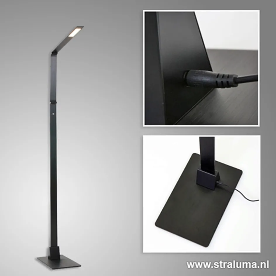 Zwarte led vloerlamp met touchdimmer>Straluma Outlet