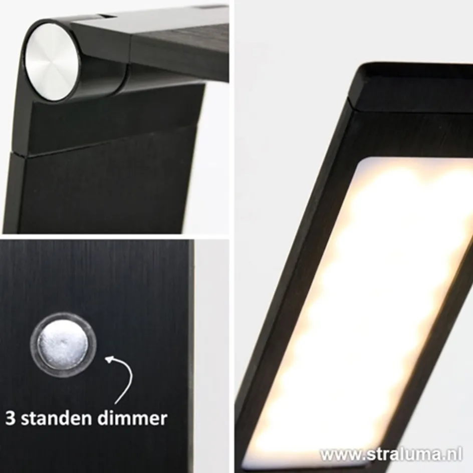 Zwarte led vloerlamp met touchdimmer>Straluma Outlet