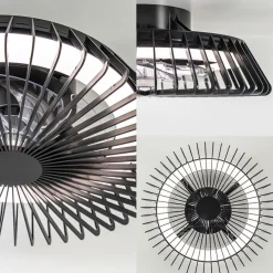 Zwarte plafondventilator mini met dimbaar LED><noscript><img width=