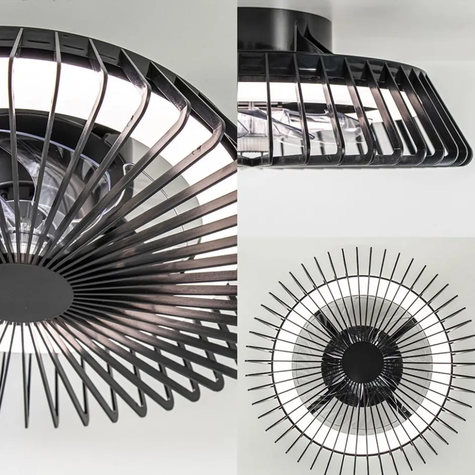 Zwarte plafondventilator mini met dimbaar LED>Straluma Best