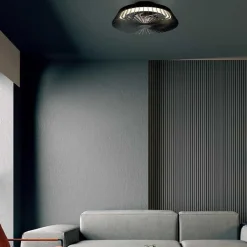 Zwarte plafondventilator mini met dimbaar LED><noscript><img width=