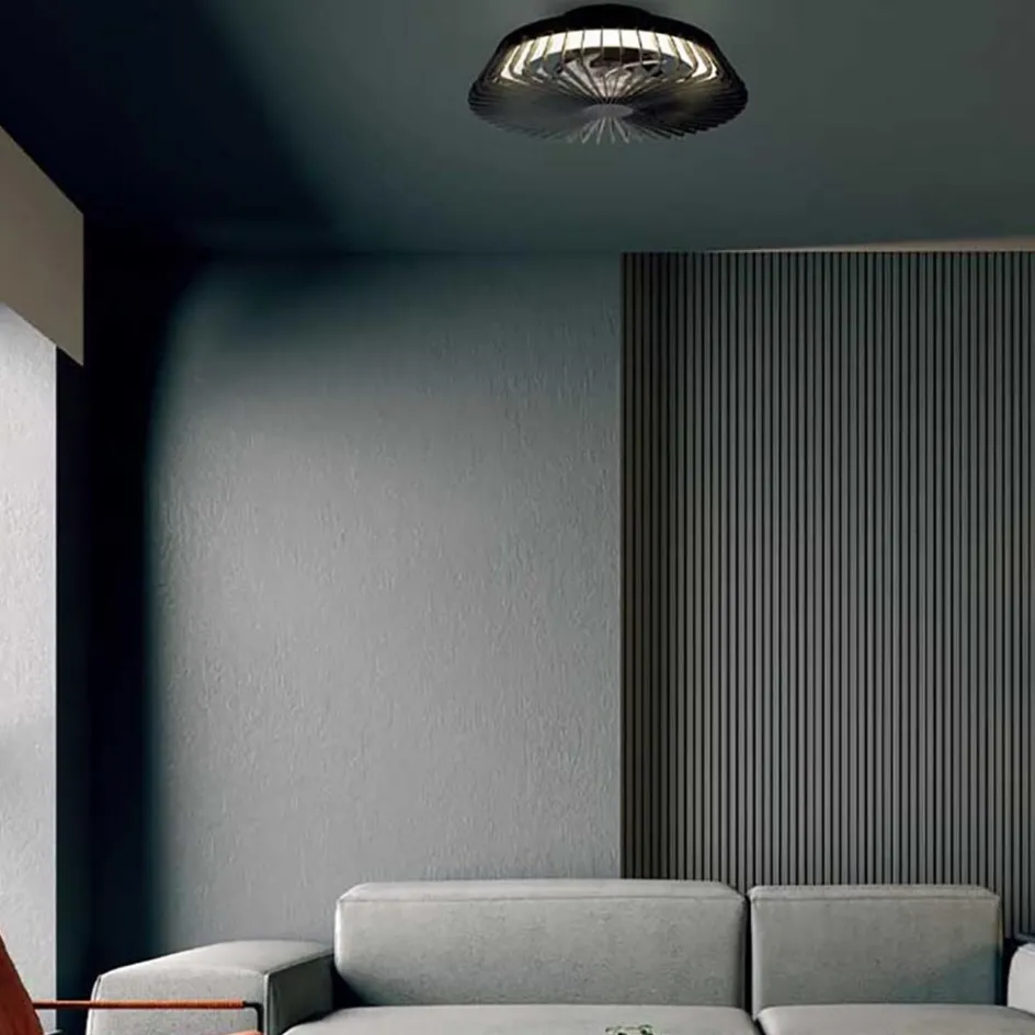 Zwarte plafondventilator mini met dimbaar LED>Straluma Best