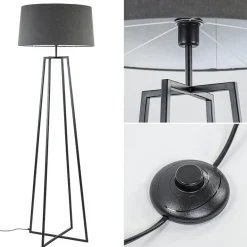 Zwarte vloerlamp modern frame excl. kap><noscript><img width=