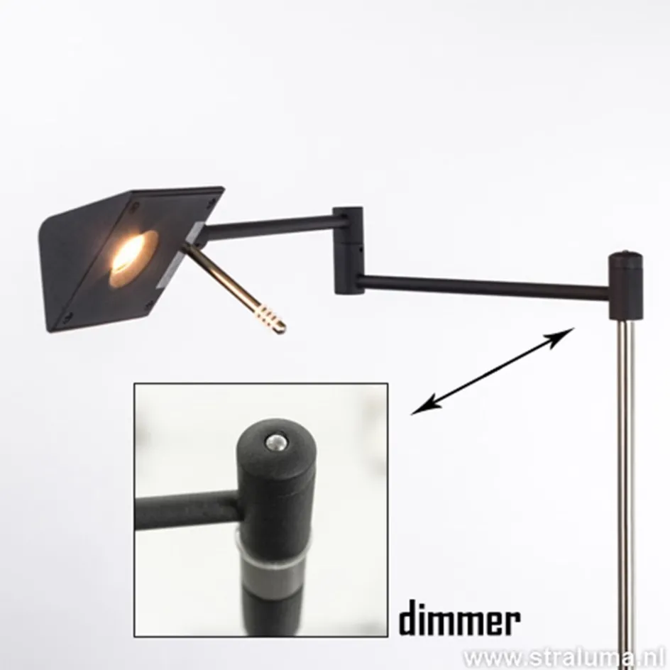 Zwarte vloerlamp-leeslamp LED dimbaar>Straluma