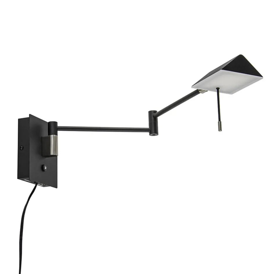 Zwarte wandlamp inclusief dimbaar LED en verstelbare arm>Straluma