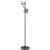 Zwart/messing vloerlamp met smoke glas>Straluma Hot